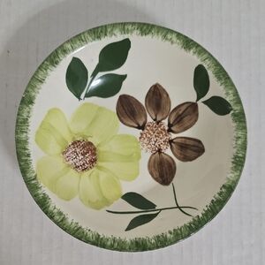 Vintage Unmarked Blue Ridge Pottery Small Bowl with Green Trim